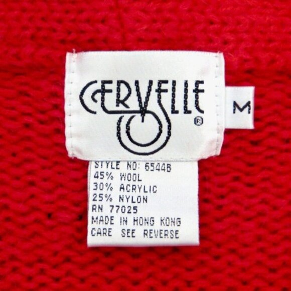 NEW! Vintage Cervelle Wool Blend Chunky Sweater Cardigan Embroidery Red SZ M - Picture 6 of 6